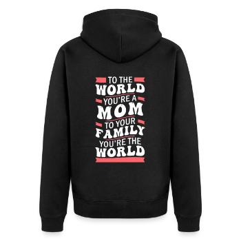 Proud Mom Grandma Inspiring Saying Mother's Day - Unisex Premium Bio Zip Hoodie - Schwarz - Hinten - Nico (187cm)