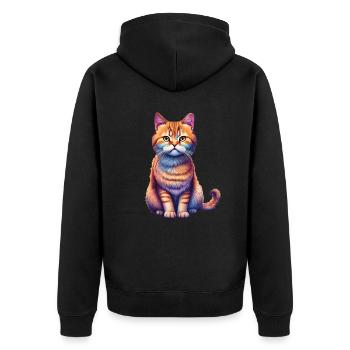 Süßes ausgefallenes Kätzchen | Liebe Katzenfreunde - Unisex Premium Bio Zip Hoodie - Schwarz - Hinten - Nico (187cm)