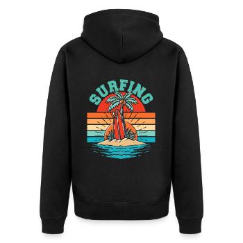 Surfer Surfen Cool Retro Surfer Vintage Surf - Unisex Premium Organic Zip Hoodie - black - Back - Nico (187cm)