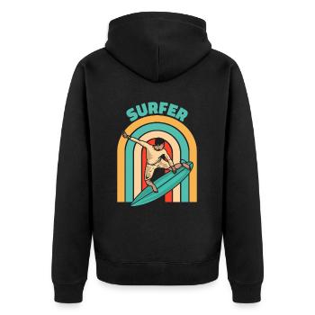 Surfer Surfen Cool Retro Surfer Vintage Surf - Unisex Premium Organic Zip Hoodie - black - Back - Nico (187cm)