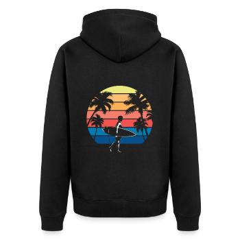 Surfer Surfen Cool Retro Surfer Vintage Surf - Unisex Premium Organic Zip Hoodie - black - Back - Nico (187cm)