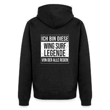 Wingfoil-Surfer Wingfoiling Hydrofoil Kitefoil - Unisex Premium Bio Zip Hoodie - Schwarz - Hinten - Nico (187cm)