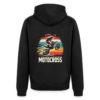 Born To Motocross Motocross Dirtbike Motorrad - Unisex Premium Bio Zip Hoodie - Schwarz - Hinten - Nico (187cm)