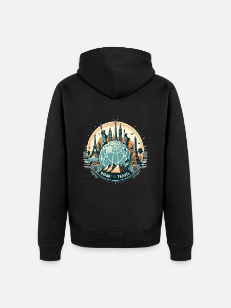 Geboren om te reizen Reizen Reizen Reizen Vakantie Reizen - Uniseks Premium bio ziphoodie - zwart