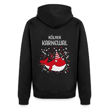 Echter Kölner Echte Kölnerin Karneval Konfetti - Unisex Premium Bio Zip Hoodie - Schwarz - Hinten - Nico (187cm)