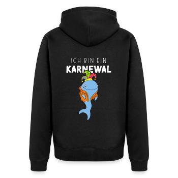Ich bin ein Karnewal Karneval Fasching Konfetti - Unisex Premium Bio Zip Hoodie - Schwarz - Hinten - Nico (187cm)
