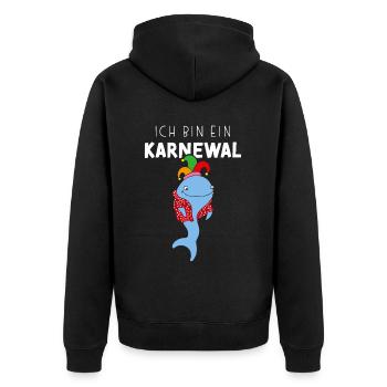 Ich bin ein Karnewal Karneval Konfetti Narrenkappe - Unisex Premium Bio Zip Hoodie - Schwarz - Hinten - Nico (187cm)