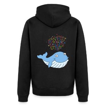 Karneval Fasching Konfetti Wal Konfettiregen - Unisex Premium Bio Zip Hoodie - Schwarz - Hinten - Nico (187cm)