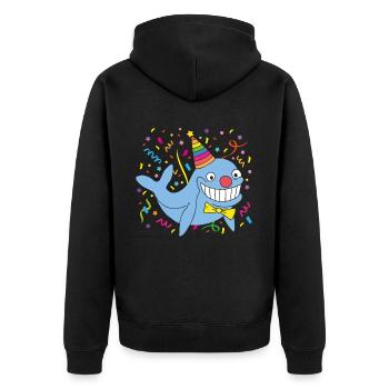 Carnaval, Carnaval, Confettis, Casquette De Fou, Lundi Gras - Veste à capuche bio Premium Unisexe - noir - Dos - Nico (187cm)
