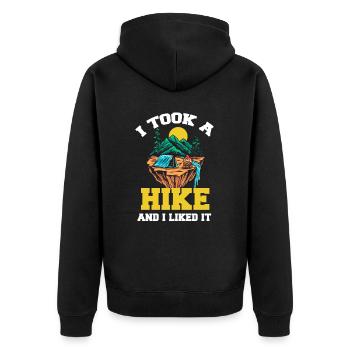 I went on a hike and it gave me a - Unisex Premium Organic Zip Hoodie - black - Back - Nico (187cm)