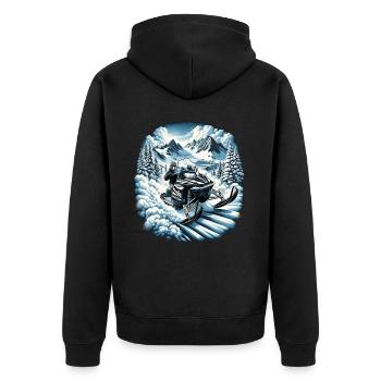 Snowmobiling in a mountainous landscape - Unisex Premium Organic Zip Hoodie - black - Back - Nico (187cm)