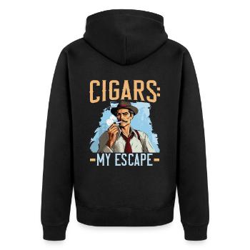 Zigarre Rauchen Tabak Rauch Zigarette Raucher Zigarre - Unisex Premium Bio Zip Hoodie - Schwarz - Hinten - Nico (187cm)