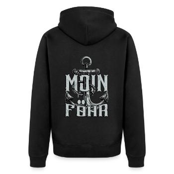 Moin Föhr - Unisex Premium Bio Zip Hoodie - Schwarz - Hinten - Nico (187cm)