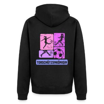Frauenfußball, Fußball Frauen Soccer Damenfußball - Unisex Premium Bio Zip Hoodie - Schwarz - Hinten - Nico (187cm)