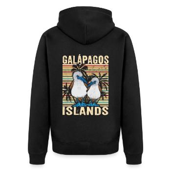 Galapagos Island - Unisex Premium Bio Zip Hoodie - Schwarz - Hinten - Nico (187cm)