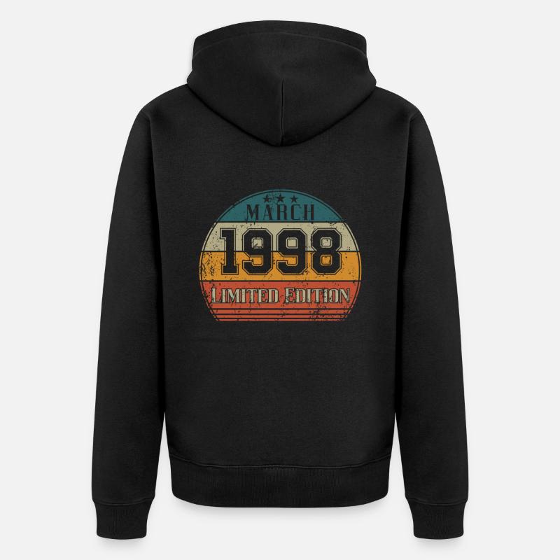 Anniversaire - Edition Limitée Mars 1998 - Veste à capuche bio Premium Unisexe - noir