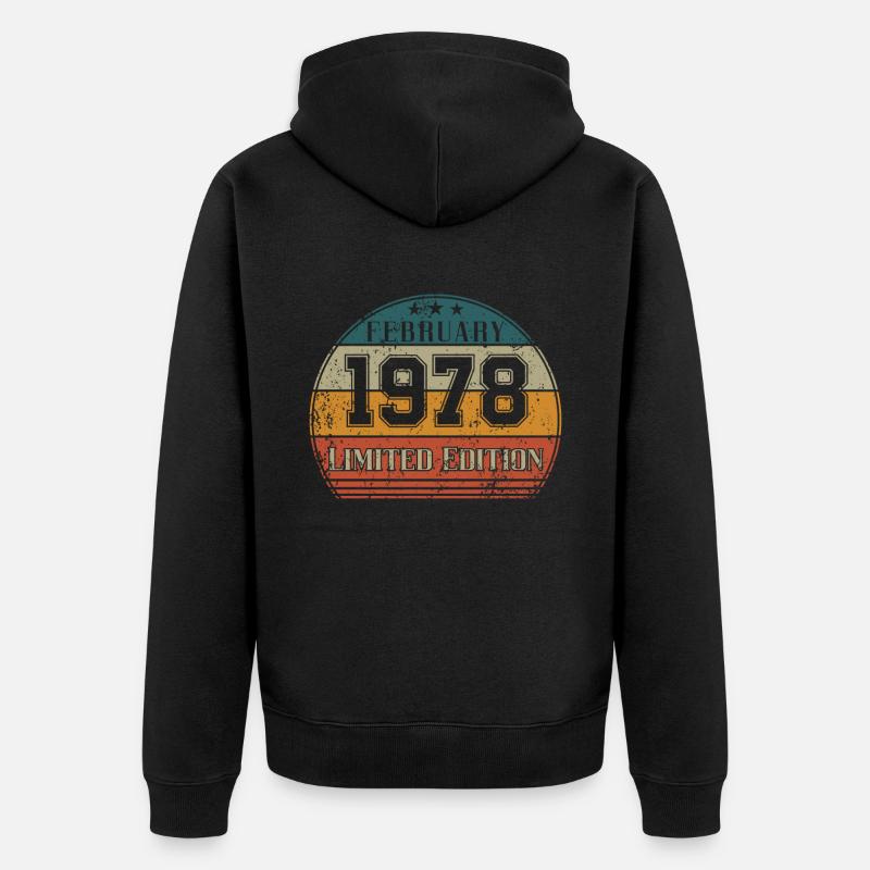 Anniversaire - Edition Limitée Février 1978 - Veste à capuche bio Premium Unisexe - noir