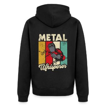 Schweißschweißarbeiterin Metallbearbeitungs - Unisex Premium Bio Zip Hoodie - Schwarz - Hinten - Nico (187cm)