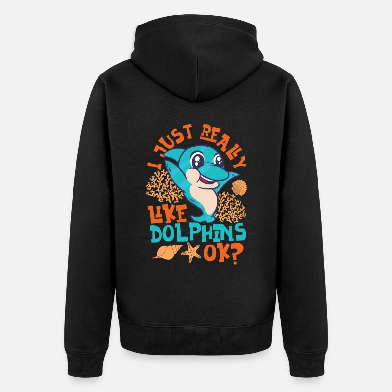 Dauphin que j’aime vraiment - Veste à capuche bio Premium Unisexe - noir