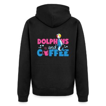 Dolphin Coffee Dolphins And Coffee - Unisex Premium Organic Zip Hoodie - black - Back - Nico (187cm)