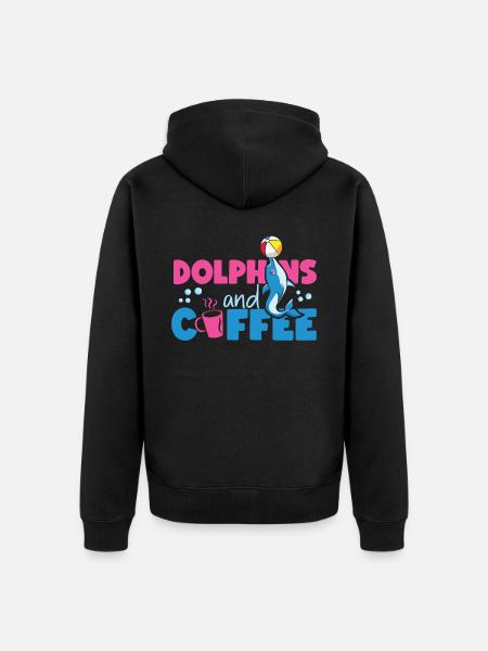 Dolphin Coffee Dolphins And Coffee - Unisex Premium Organic Zip Hoodie - black