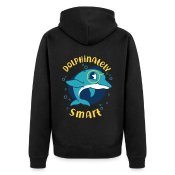 Dolphin Dolphinateley Smart - Unisex Premium Organic Zip Hoodie - black - Back - Nico (187cm)