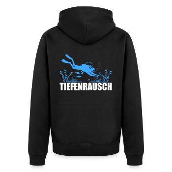 Tauchen, Gerätetauchen, Urlaub Meer Taucher - Unisex Premium Bio Zip Hoodie - Schwarz - Hinten - Nico (187cm)