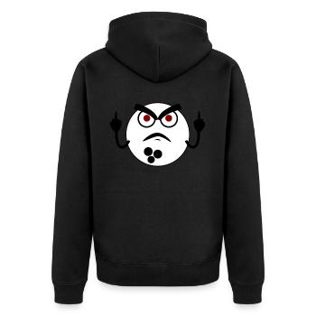 Grumpy Bowling Ball Bowling Pin - Unisex Premium Bio Zip Hoodie - Schwarz - Hinten - Nico (187cm)