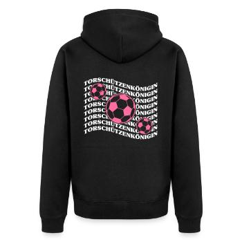 Frauenfußball, Fußball Frauen Soccer Damenfußball - Unisex Premium Bio Zip Hoodie - Schwarz - Hinten - Nico (187cm)