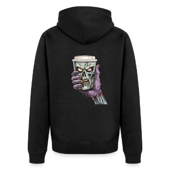 Café Café Halloween Zombie Main - Veste à capuche bio Premium Unisexe - noir - Dos - Nico (187cm)