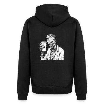 Coffee Cafe Halloween Zombie Hand - Unisex Premium Organic Zip Hoodie - black - Back - Nico (187cm)