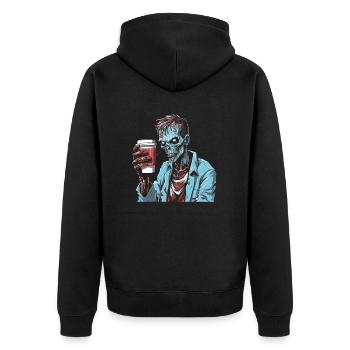 Coffee Cafe Halloween Zombie Hand - Unisex Premium Organic Zip Hoodie - black - Back - Nico (187cm)