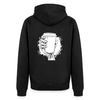 Café Café Halloween Zombie Main - Veste à capuche bio Premium Unisexe - noir - Dos - Nico (187cm)