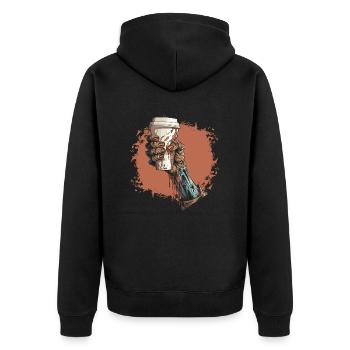 Café Café Halloween Zombie Main - Veste à capuche bio Premium Unisexe - noir - Dos - Nico (187cm)