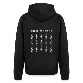 Bassschlüssel Musiker Be Different Klavier Bassist - Unisex Premium Bio Zip Hoodie - Schwarz - Hinten - Nico (187cm)