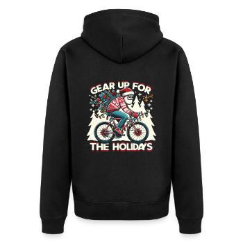 Gear Up For The Holidays Rennrad Fahrrad Radsport - Unisex Premium Bio Zip Hoodie - Schwarz - Hinten - Nico (187cm)