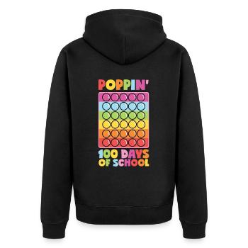 Poppin' 100 jours d’école - 100 jours d’école - Veste à capuche bio Premium Unisexe - noir - Dos - Nico (187cm)