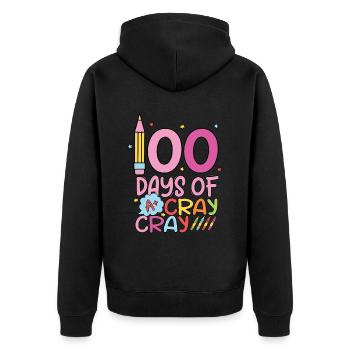 100 Days of Cray für Schüler 100 Days of School - Unisex Premium Bio Zip Hoodie - Schwarz - Hinten - Nico (187cm)