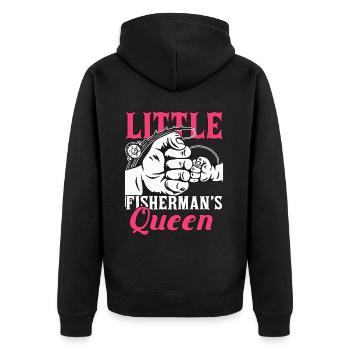 Little Fisherman's Queen Cute Fishing Dad Fish Lov - Unisex Premium Bio Zip Hoodie - Schwarz - Hinten - Nico (187cm)