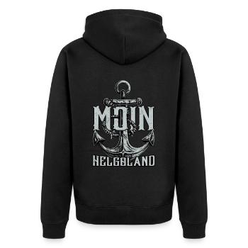 Moin Helgoland - Unisex Premium Bio Zip Hoodie - Schwarz - Hinten - Nico (187cm)