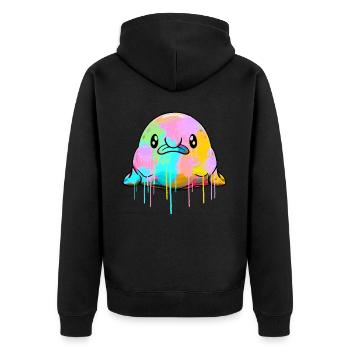 Kawaii Blobfish dégoulinant de peinture - Veste à capuche bio Premium Unisexe - noir - Dos - Nico (187cm)
