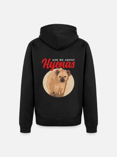 Hyena Hyena Spotted Hyena Gift - Unisex Premium Organic Zip Hoodie - black
