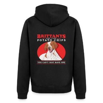Brittany Epagneul Breton Vorstehhund Geschenk - Unisex Premium Bio Zip Hoodie - Schwarz - Hinten - Nico (187cm)