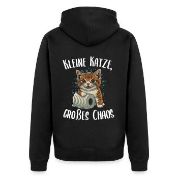 Kitten and the Paper Roll Adventure - Unisex Premium Organic Zip Hoodie - black - Back - Nico (187cm)