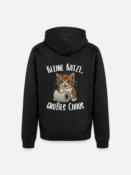 Kätzchen und das Papierrollen-Abenteuer - Unisex Premium Bio Zip Hoodie - Schwarz
