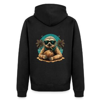 Tropen-Chill: Faultier mit Kokosnuss - Veste à capuche bio Premium Unisexe - noir - Dos - Nico (187cm)
