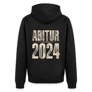Abitur 2024 - Unisex Premium Bio Zip Hoodie - Schwarz - Hinten - Nico (187cm)