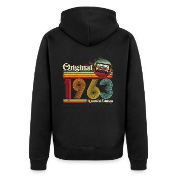 1963 Anniversaire Né En 1963 Rétro Vintage - Veste à capuche bio Premium Unisexe - noir - Dos - Nico (187cm)