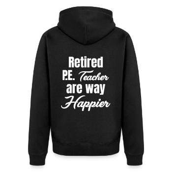Pensionierte Sportlehrer Sind Viel Glücklichere - Unisex Premium Bio Zip Hoodie - Schwarz - Hinten - Nico (187cm)