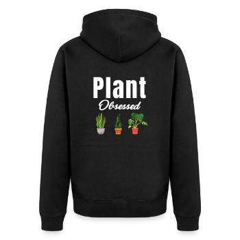 Pflanzenbesessener Liebhaber Gartenbau Gärtner - Unisex Premium Bio Zip Hoodie - Schwarz - Hinten - Nico (187cm)